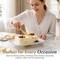 Basicwise Plastic Cake Stand with Clear Flat-Top Cover and Gold Handles Ribbed Serving Tray for Cupcakes Fruits Salads and Desserts Transparent Table Display for Parties and Events